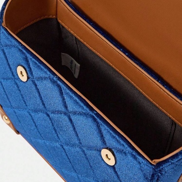 HARRY POTTER  1pc Women College Style Blue Velvet Patchwork PU Leather Tote - Picture 4 of 5